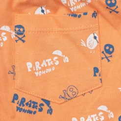 Short jersey bimbo arancio stampa pirati