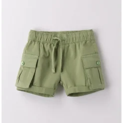 Short popeline verde con tasconi