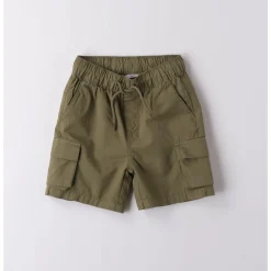 Short popeline verde con tasconi