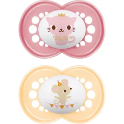 Succhietti original 6+ silicone bio-circolare conf. doppia rosa/giallo – mam