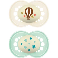 Succhietti original night 6+ caucciù bio-circolare conf. doppia verde/grigio – mam