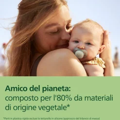 Succhietti ultra start 0-2m night pastello verde e blu smile e sleep, a base vegetale – set da 2 ciucci – philips avent