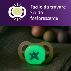 Succhietti ultra start 0-2m night pastello viola e arancione luna e stella, a base vegetale – set da 2 ciucci – philips avent