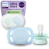 Succhietti ultra start 0-2m day pastello verde e blu , a base vegetale – set da 2 ciucci – philips avent