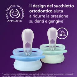 Succhietti ultra start 0-2m day pastello verde e blu , a base vegetale – set da 2 ciucci – philips avent