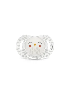 Succhietto nuova collezione bonhomia con tettina sx pro 18 mesi. decoro piuma bianco