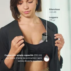 Tiralatte elettrico indossabile singolo materno comfort a 3 fasi – nuvita
