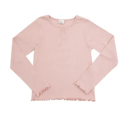 T-shirt basic manica lunga bimba rosa costina