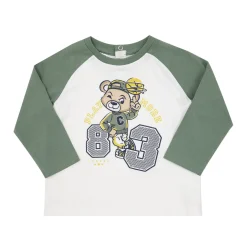 T-shirt jersey manica lunga bimbo bianco/verde “orsetto”