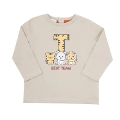 T-shirt jersey manica lunga bimbo beige stampata