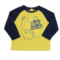 T-shirt jersey manica lunga bimbo blu/giallo “dino”