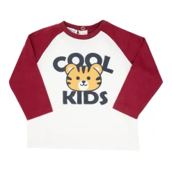 T-shirt jersey raglan bimbo bicolor panna/rosso