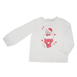 T-shirt manica lunga bimba bianca stampa natale