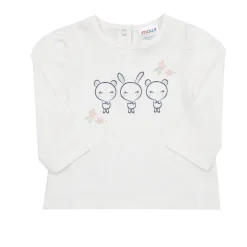 T-shirt manica lunga bimba bianca stampata