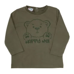 T-shirt manica lunga bimbo verde stampata