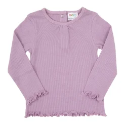T-shirt manica lunga da bambina lilla costina