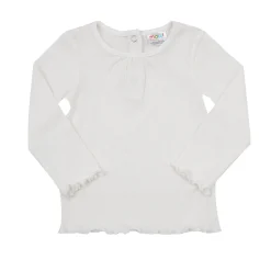 T-shirt manica lunga da bambina bianca costina