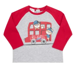 T-shirt maniche lunghe bimbo grigio/rosso stampata