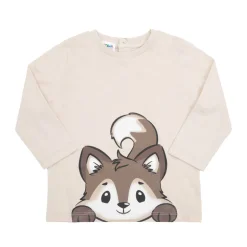 T-shirt maniche lunghe bimbo panna stampata