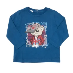 T-shirt maniche lunghe bimbo blu stampata