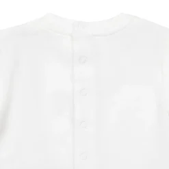 Tutina ciniglia rigata con bretelle bimbo bianco/marrone