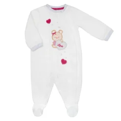 Tutina da bambina panna “orsetto love” apertura frontale