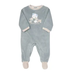 Tutina di ciniglia bimbo verde stampa orso/cane