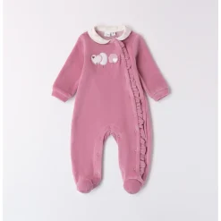 Tutina intera con piede colletto e ricamo centrale