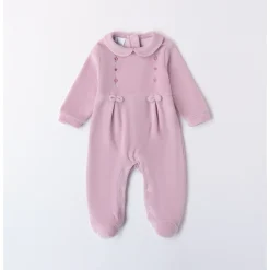 Tutina intera con piede rosa con arricci