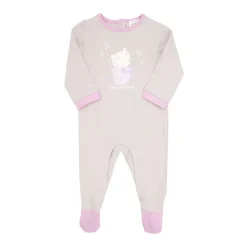 Tutina interlock bimba beige con stampa “gattina”