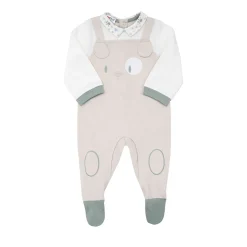 Tutina interlock bimbo finta salopette beige