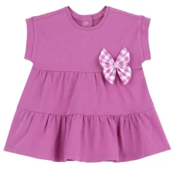 Vestito a maniche corte rosa, in cotone