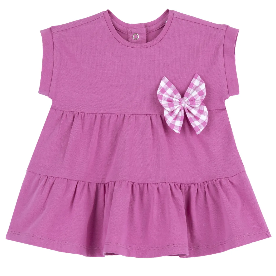 Vestito a maniche corte rosa, in cotone