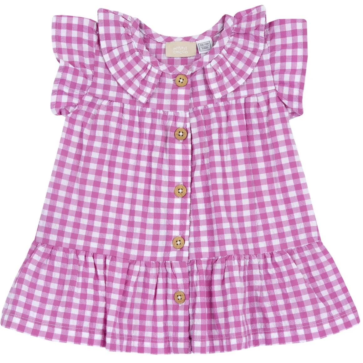 Vestito a maniche corte rosa, in cotone