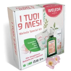 Weleda kit mamma i tuoi 9 mesi (olio smagliature + balsamo capezzoli +diario gravidanza)